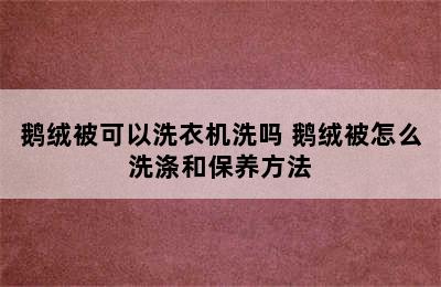 鹅绒被可以洗衣机洗吗 鹅绒被怎么洗涤和保养方法